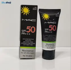 ضد آفتاب بی رنگ مک SPF 50 PA+++ مرطوب کننده برای انواع پوست Net Wt 60m - فروشگاه اینترنتی زیبا شاپ