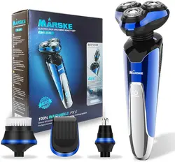 ریش تراش برقی مارسکی ریش تراش برقی چرخشی مردانه، 4 در 1 قابل شارژ، 100% ضد آب IPX6، برس پاک کننده صورت (آبی) - فروشگاه اینترنتی زیبا شاپ