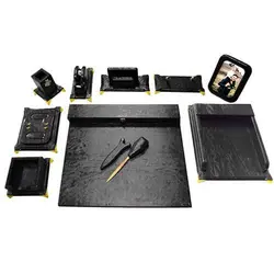 ست رومیزی اداری 10 تکه مشکی براق پایه دار | فروشگاه آرک