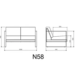 مبل اداری دو نفره لیو مدل N58 | فروشگاه آرک