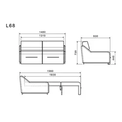 مبل تخت خواب شو دو نفره لیو مدل L68 | فروشگاه آرک
