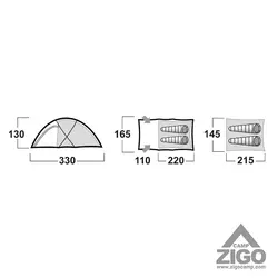 چادر مسافرتی دو پوش 2-3 نفره هاسکی مدل Felen 2-3