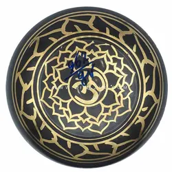 کاسه تبتی (مرتعش) هندی طرحدار مشکی : قطر دهانه ۱۳.۵ سانت