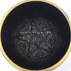 کاسه تبتی (مرتعش) هندی طرحدار مشکی : قطر دهانه ۱۳.۵ سانت