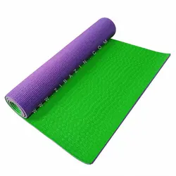 مت یوگا و پیلاتس (PVC) دو لایه استپ دار ۶ میل : بنفش سبز