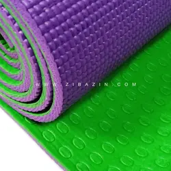 مت یوگا و پیلاتس (PVC) دو لایه استپ دار ۶ میل : بنفش سبز