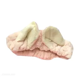 هدبند دخترانه فانتزی حوله ای طرح خرگوش رنگ صورتی کالباسی