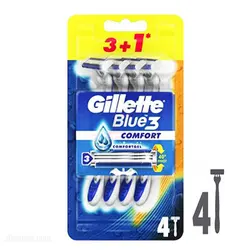 خودتراش Gillette مدل بلو ثری کامفورت بسته 4 عددی