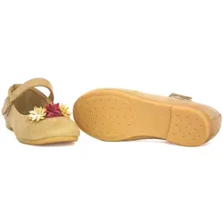 کفش دخترانه مخمل مدل سه گل HY بژ