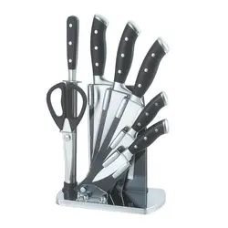 سری چاقو 8 پارچه استیل پایه شیشه ای عرشیا مدل K133-2628