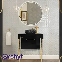 ست آینه و باکس روشویی مدل لوتوس مشکی