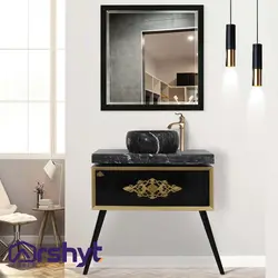 ست آینه و باکس روشویی مدل دنیز مشکی