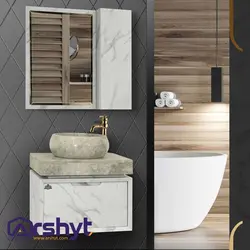 ست آینه و باکس روشویی مدل میلان سفید پرشین 60