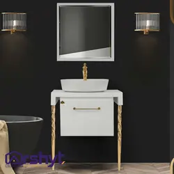 ست آینه و باکس روشویی مدل لوتوس سفید