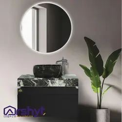 ست آینه و باکس روشویی پترا مشکی 70