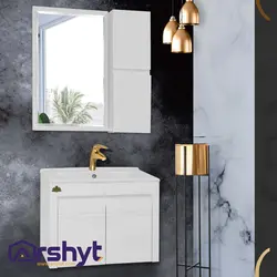 ست آینه و باکس روشویی مدل لیزا سفید + پرشین 50*40