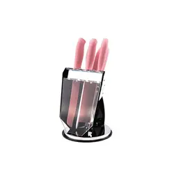 خرید سری چاقو ۸ پارچه روکش سرامیکی صورتی عرشیا مدل K259-2029 ❤ - فروشگاه ژینال