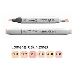 تاچ ماژیک براش ست پوست روشن 6 تایی (Skin Tones Light)