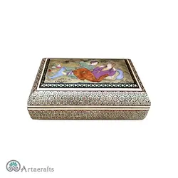 جعبه تمام خاتم لیلی و مجنون - صنایع دستی فلاحی | انواع هدایای هنری