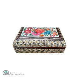 جعبه تمام خاتم گل و مرغ - صنایع دستی فلاحی | انواع هدایای هنری