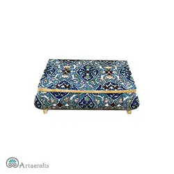 جعبه جواهرات تذهیب پایه دار - صنایع دستی فلاحی | انواع هدایای هنری
