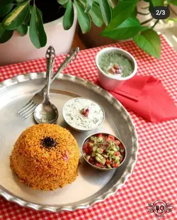 کته گوجه با سالاد شیرازی