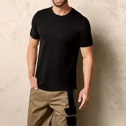 تیشرت آستین کوتاه مردانه لیورجی مدل BLK2TCC رنگ مشکی بسته دو عددی