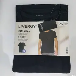 تیشرت آستین کوتاه مردانه لیورجی مدل BLK2TCC رنگ مشکی بسته دو عددی