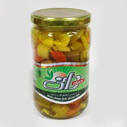 ترشی مخلوط درشت دانی شیشه 670 گرمی