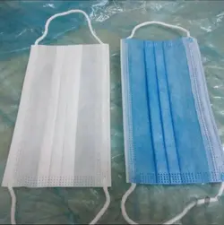 ماسک تنفسی سه لایه 50 عددی، اسپان باند با لایه ملت بلون و گیره بینی فلزی