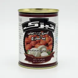 كنسرو لوبیا با قارچ 380 گرمی آسان بازشو تبرک