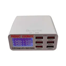 مولتی شارژر 6 پورت Easyfix EF-896 با نمایشگر LED مناسب تعمیر گوشی موبایل