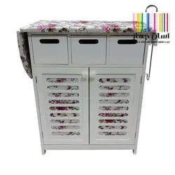 میز اتو وچرخ خیاطی مدل 94100 /میز اتو کمد دار چوبی/ میز اتو وچرخ خیاطی کشو دار