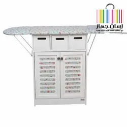 میز اتو وچرخ خیاطی مدل 94100 /میز اتو کمد دار چوبی/ میز اتو وچرخ خیاطی کشو دار