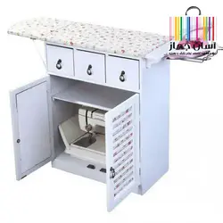 میز اتو وچرخ خیاطی مدل 94100 /میز اتو کمد دار چوبی/ میز اتو وچرخ خیاطی کشو دار
