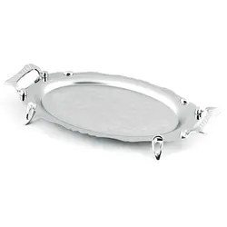 سینی گلدار بیضی مدل پرنس | سینی پذیرایی | سینی گلدار | سینی استیل | سینی دیاکو