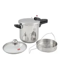 زودپز7لیتری با درب پیرکس و سبد بخار پارس استیل-Pars Steele Pressure Cooker6L