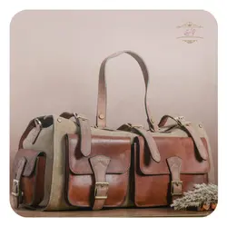 ساک دستی ترکیب چرم و برزنت مدل آروین