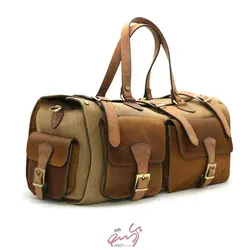 ساک دستی ترکیب چرم و برزنت مدل آروین