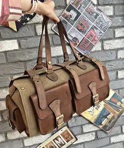 ساک دستی ترکیب چرم و برزنت مدل آروین