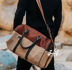 کیف مسافرتی ترکیب چرم و برزنت مدل آسوز