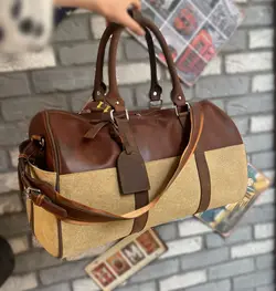 کیف مسافرتی ترکیب چرم و برزنت مدل آسوز