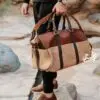 کیف مسافرتی ترکیب چرم و برزنت مدل آسوز
