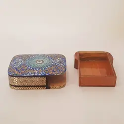 جا کارتی خاتم کاری طرح تذهیب گل دار مدل کشویی کد 2006