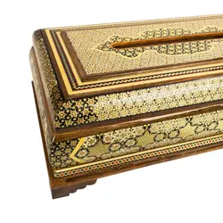 ست جعبه دستمال کاغذی و جعبه کارد و چنگال خاتم کاری مزروعی مدل شبنم s