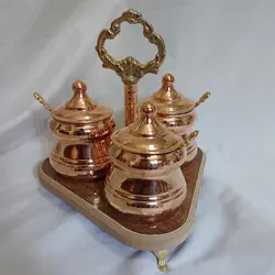 ست 4 تکه جا ادویه مسی مدل چکش کاری کد 656