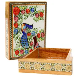 جا کارتی خاتم کاری مدل کشویی خاتم و نقاشی طرح گل و مرغ برجسته کد 10p7