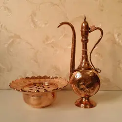 ست گلاب پاش و لگن مسی  کد S-4068