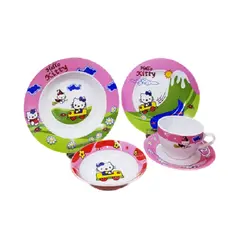 سرویس غذاخوری کودک 5 پارچه طرح هلو کیتی : آسون بخر  خانه و آشپزخانه, سرو و پذیرایی, سرویس غذاخوری سرویس غذاخوری محصول