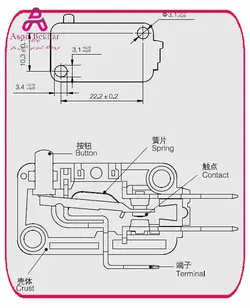 میکروسوئیچ 15A 250VAC بدون اهرم مدل V-15-1C25 : آسون بخر  الکترونیک, برق و الکترونیک, کلید، سوئیچ، کیپد محصول